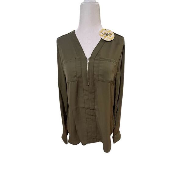 NWT Hayden la women's long sleeve blouse with zipper detail‎ size small - Picture 1 of 7